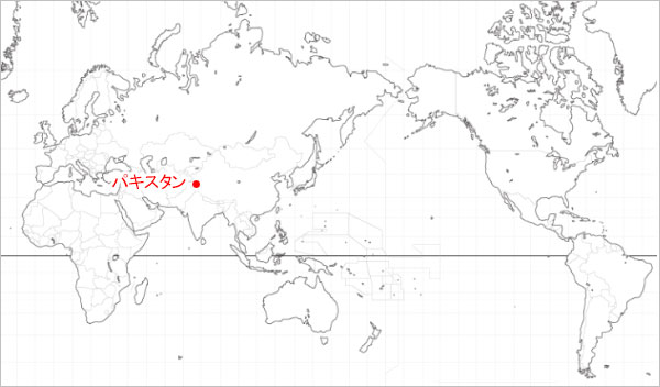 世界地図 K2ムーンクォーツの産地の画像